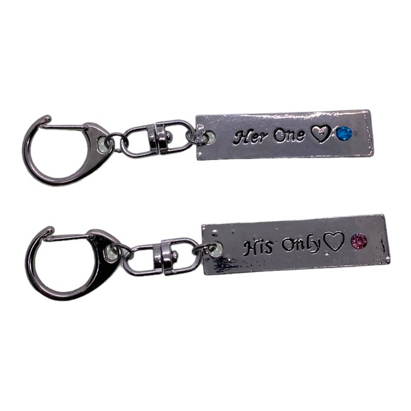 Couples Boyfriend Girlfriend HER ONE HIS ONLY Key Chain Ring Gift Box Set - Picture 4 of 4